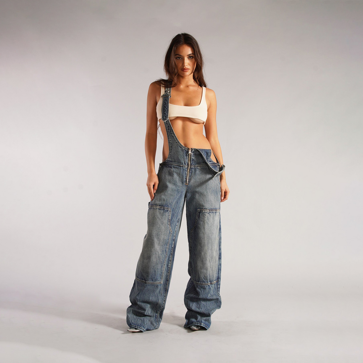 Loose Fit Denim Overalls