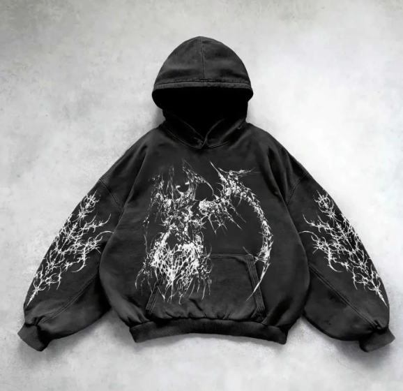 Vintage Skull Print Hoodie