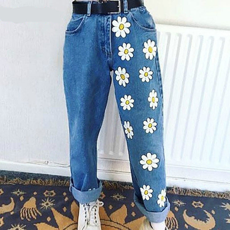 Slim Printed Denim Pants