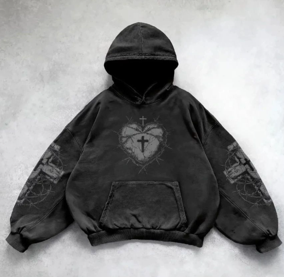 Vintage Skull Print Hoodie