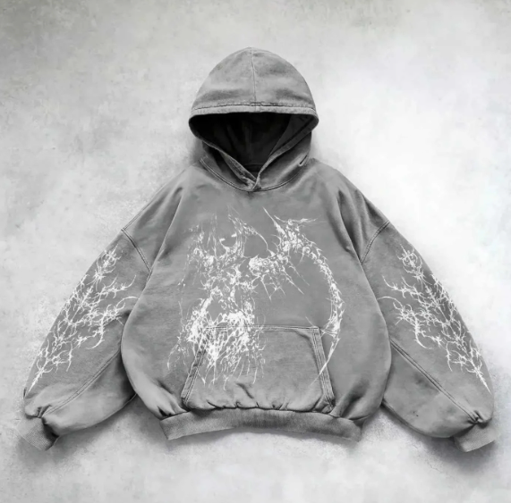 Vintage Skull Print Hoodie