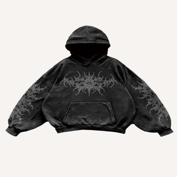 Vintage Skull Print Hoodie